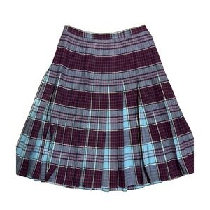 Wool Plaid Pleated Vintage Skirt Talon Zipper Reversible Mid Century 1940s 1950s